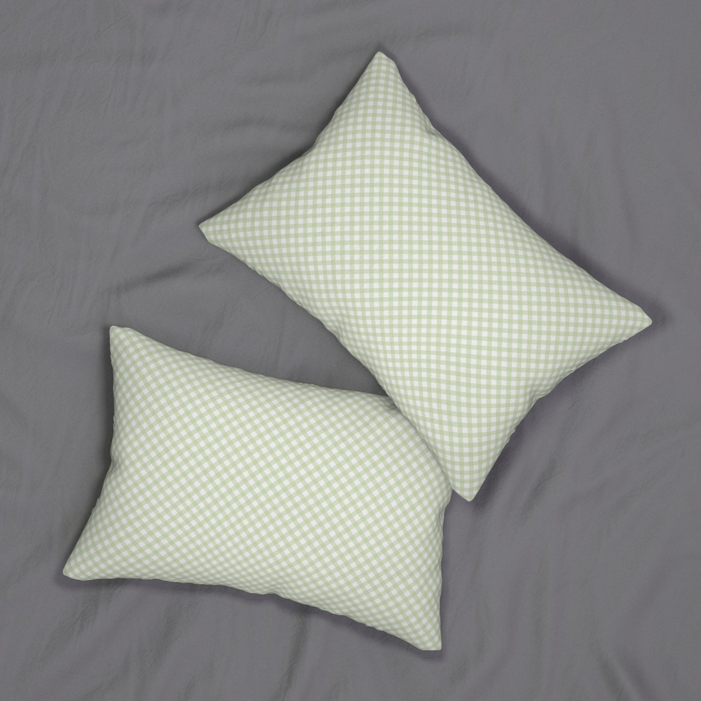 Green Gingham Lumbar Pillow