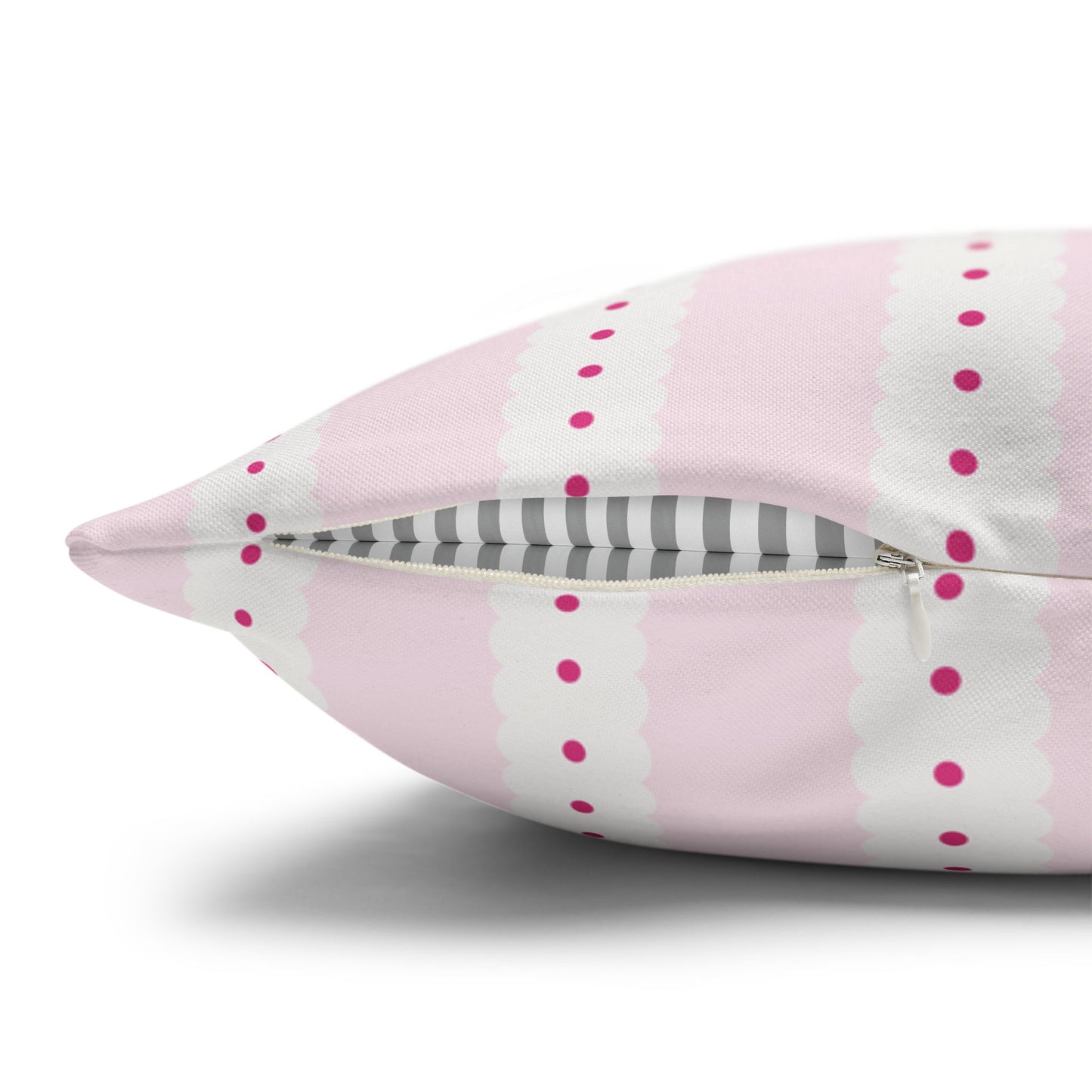 Pink Scalloped Stripe Pillow Cover – Classic Preppy Decorative Cushion