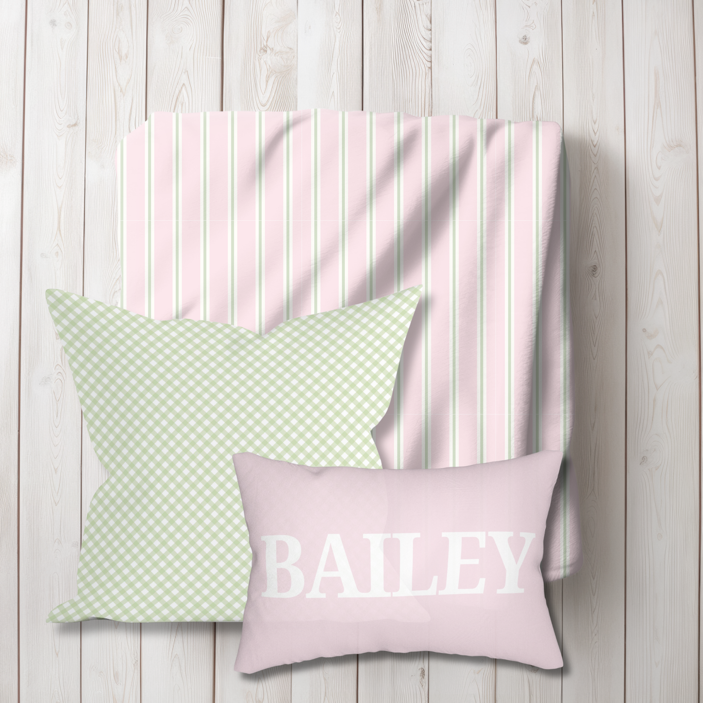 Green Gingham Pillow Cover