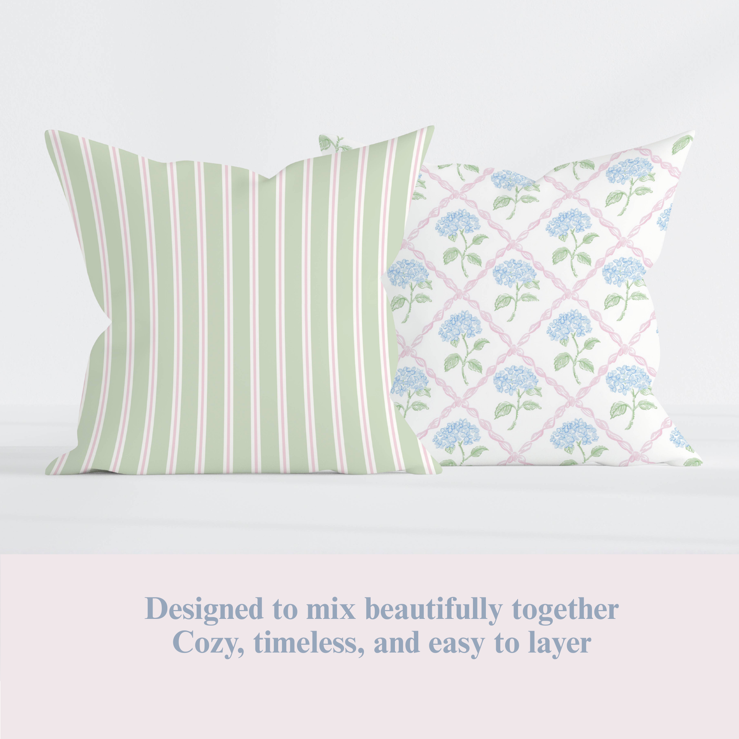 Sage & Pink Stripe Pillowcase