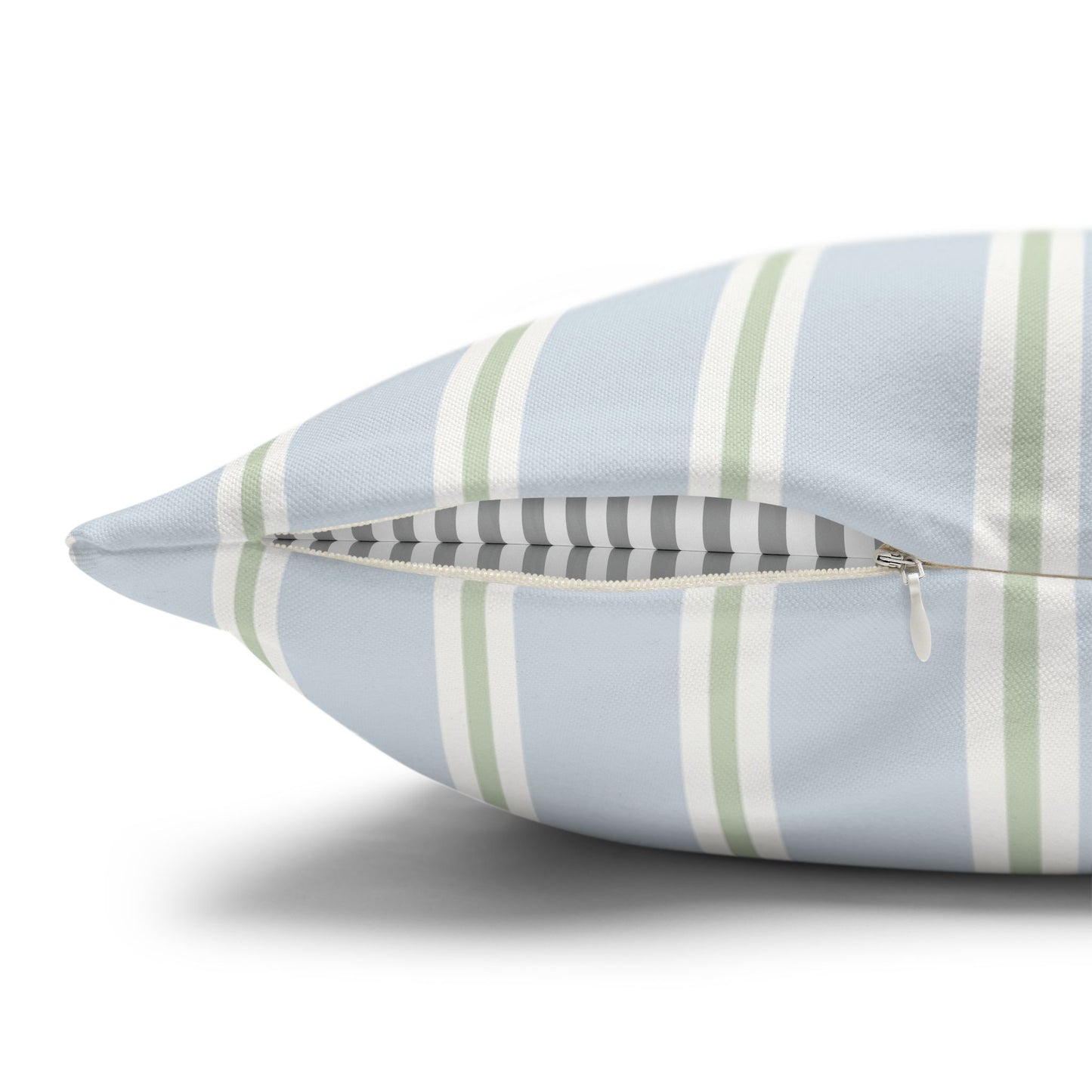 Blue & Sage Stripe Pillow Cover – Classic Preppy Decorative Cushion