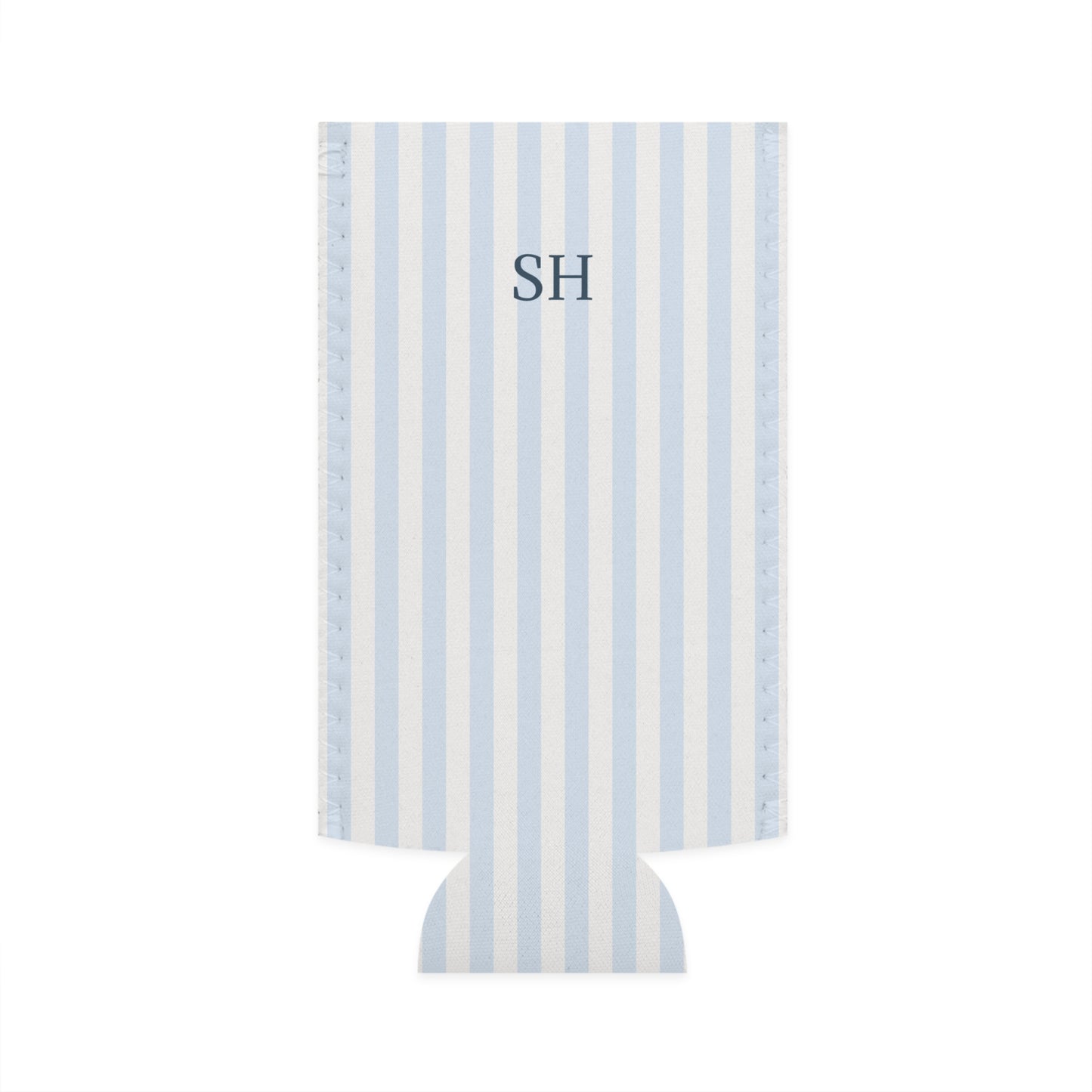 Personalized Slim Can Cooler – Custom Drink Sleeve (Soft Blue Stripe)