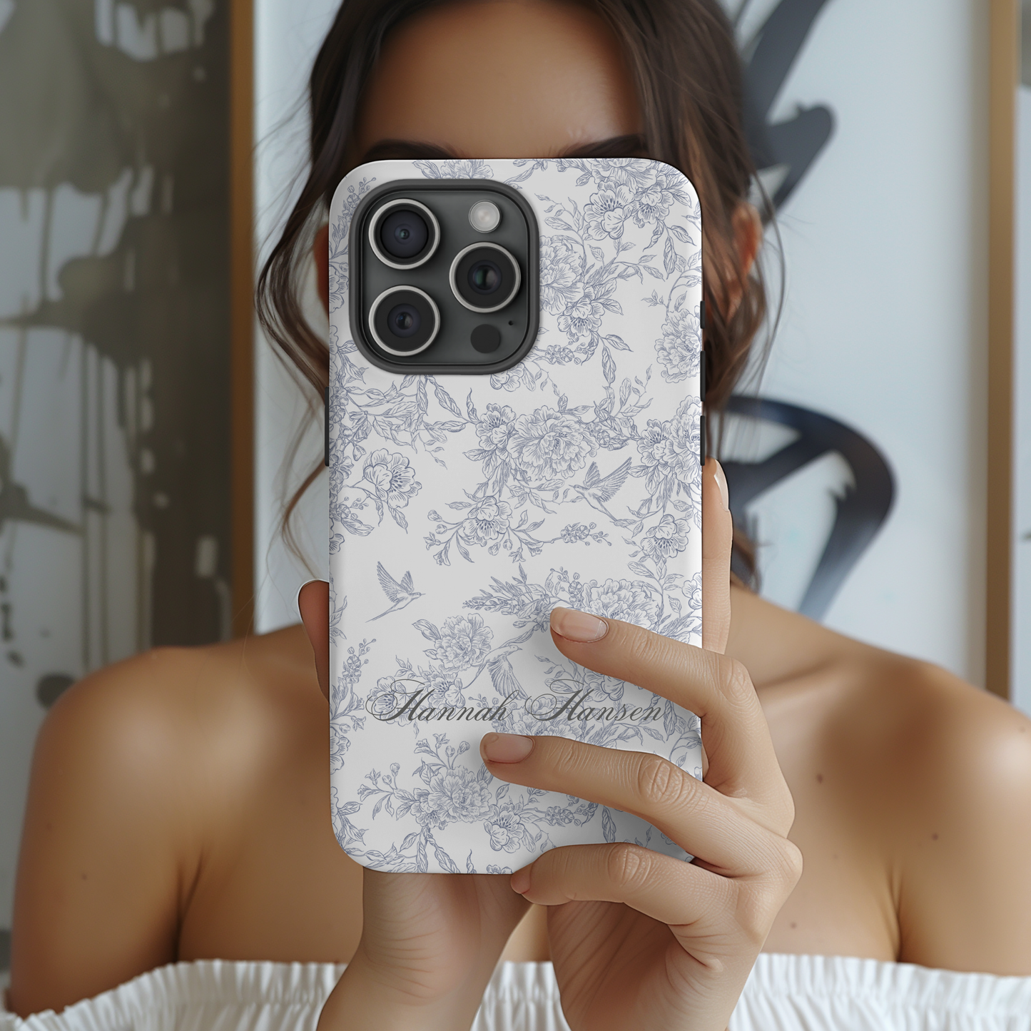 Personalized Gray Floral Phone Case