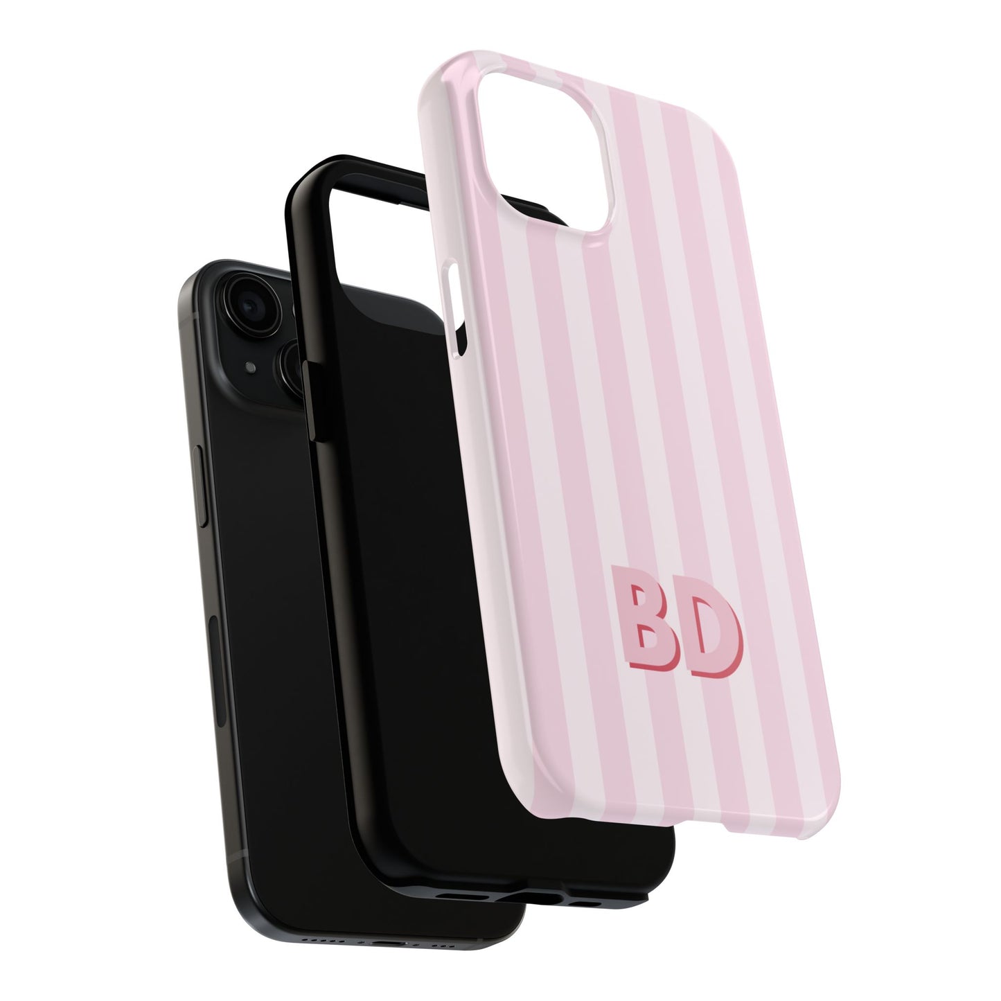 Monogram Pink Striped Phone Case