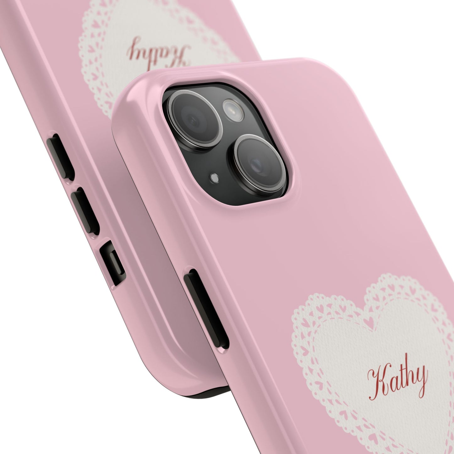 Personalized Pink Lace Heart Phone Case