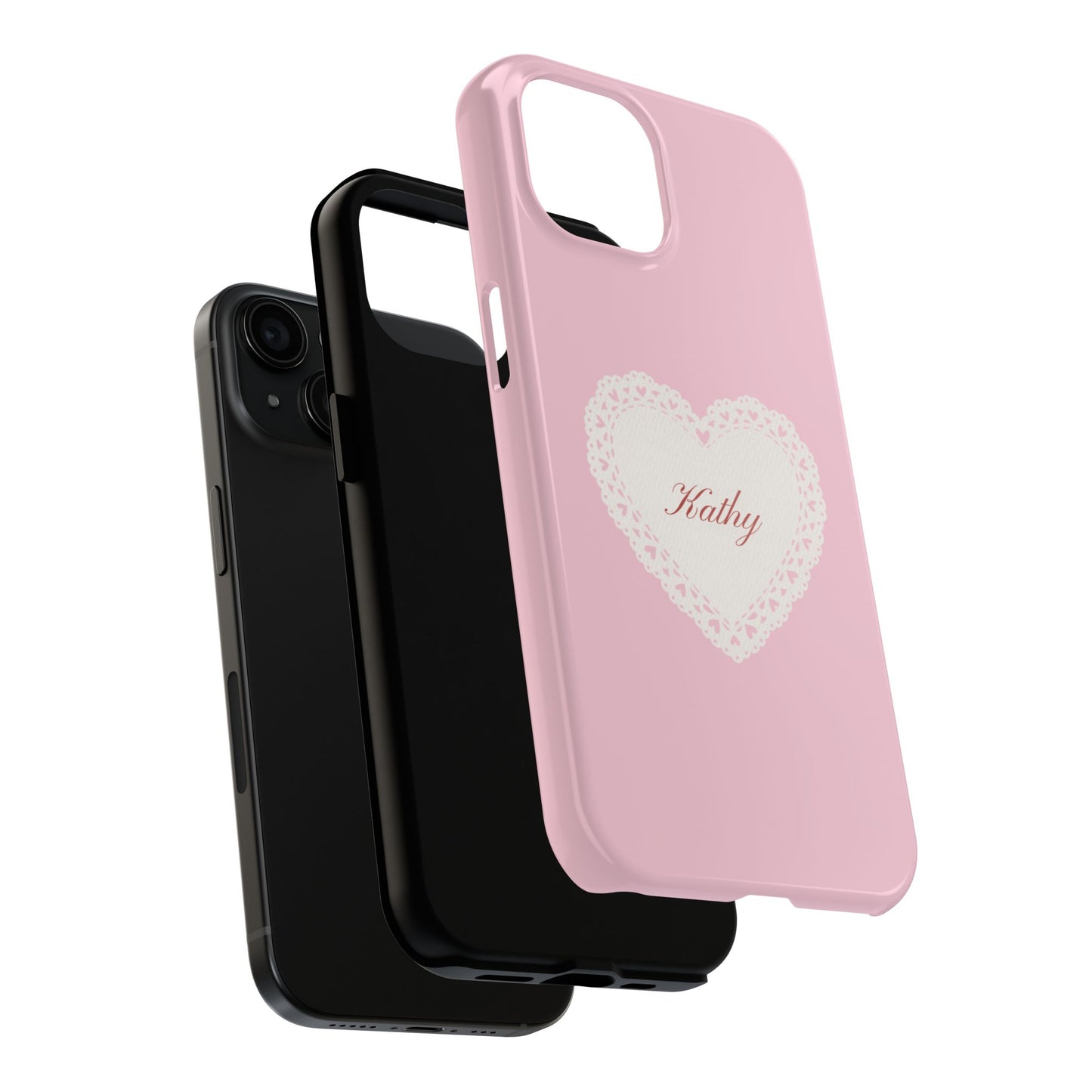 Personalized Pink Lace Heart Phone Case