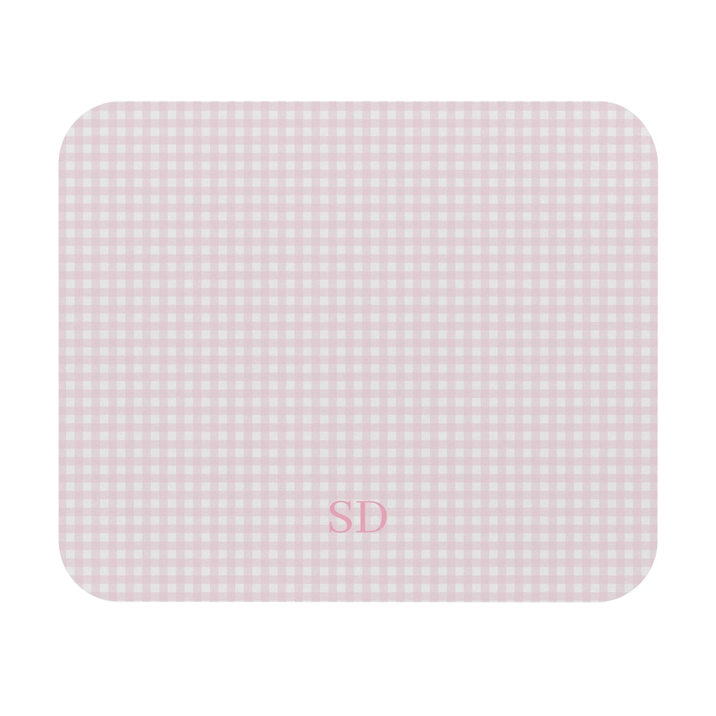 Personalized Pink Gingham Mouse Pad