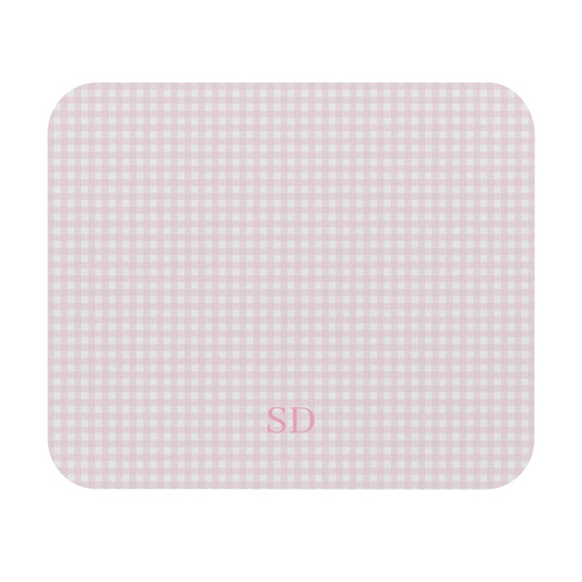 Personalized Pink Gingham Mouse Pad
