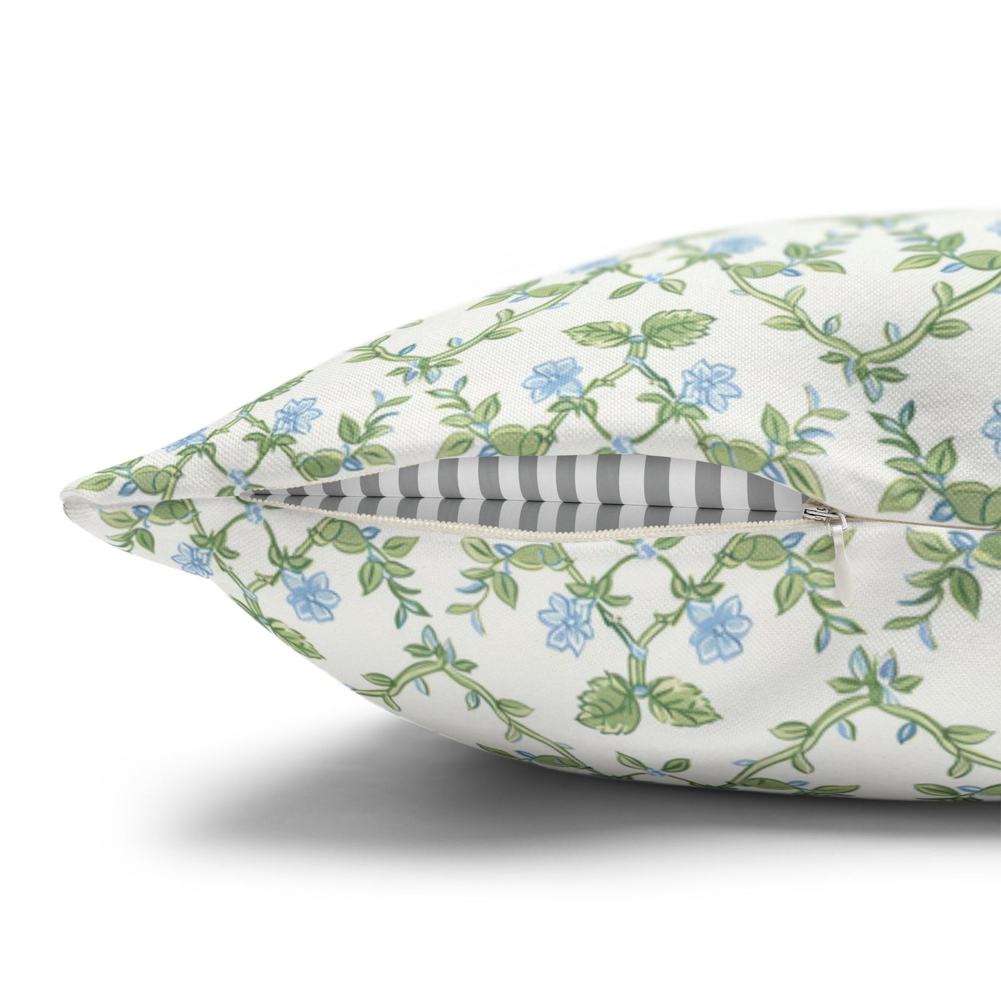 Blue Floral Trellis Pillow Cover