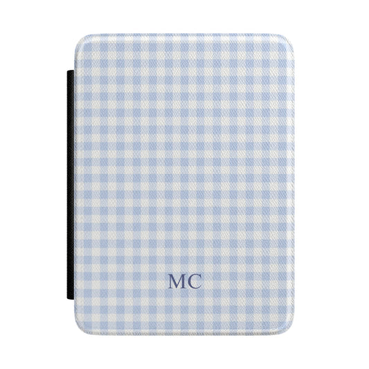 Personalized Blue Gingham Kindle Case