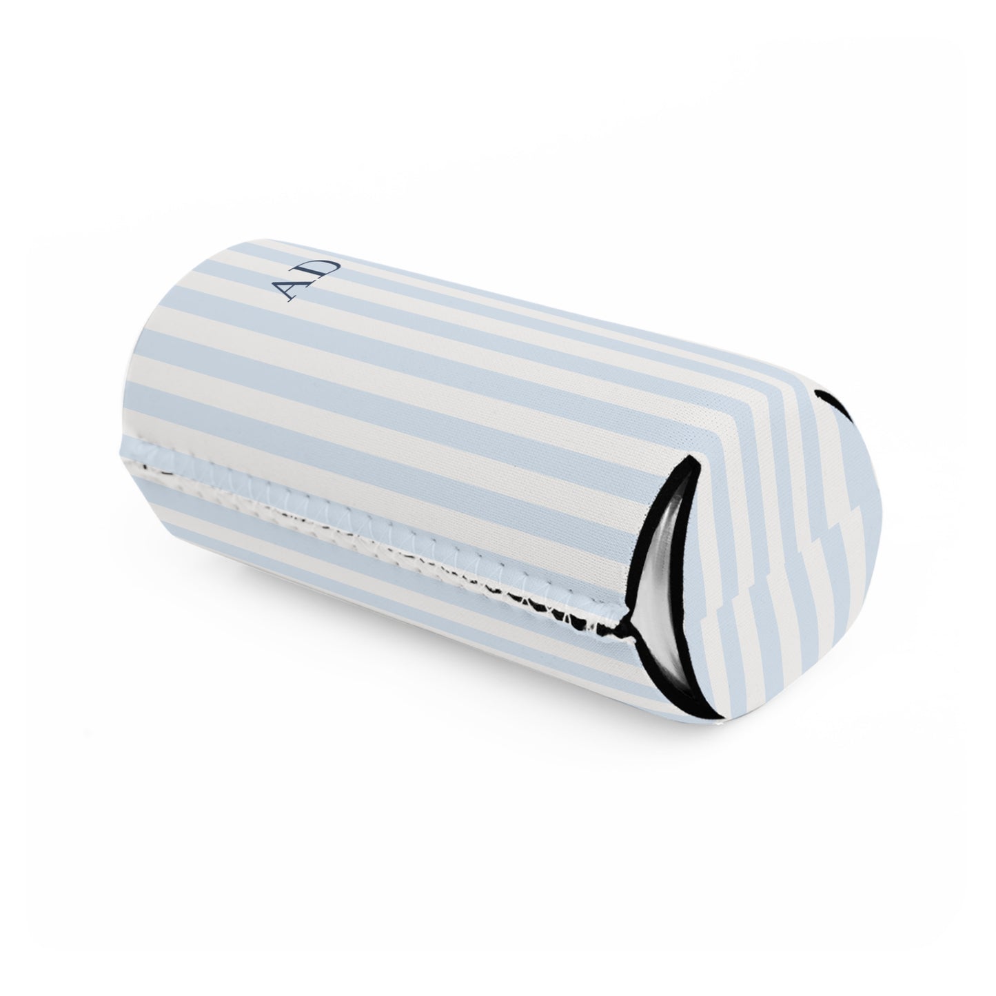 Personalized Slim Can Cooler – Custom Drink Sleeve (Soft Blue Stripe)