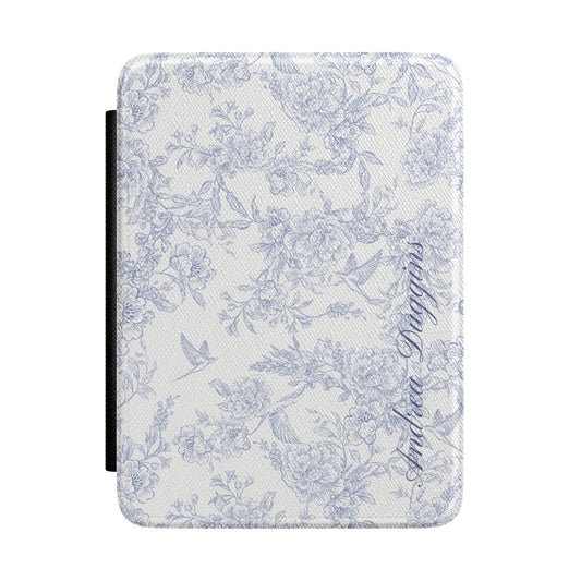 Personalized Blue Floral Toile Kindle Case
