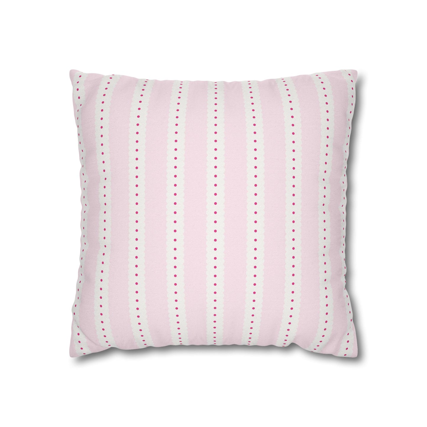 Pink Scalloped Stripe Pillow Cover – Classic Preppy Decorative Cushion