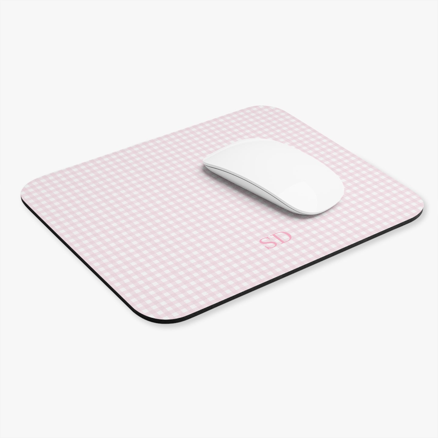 Personalized Pink Gingham Mouse Pad