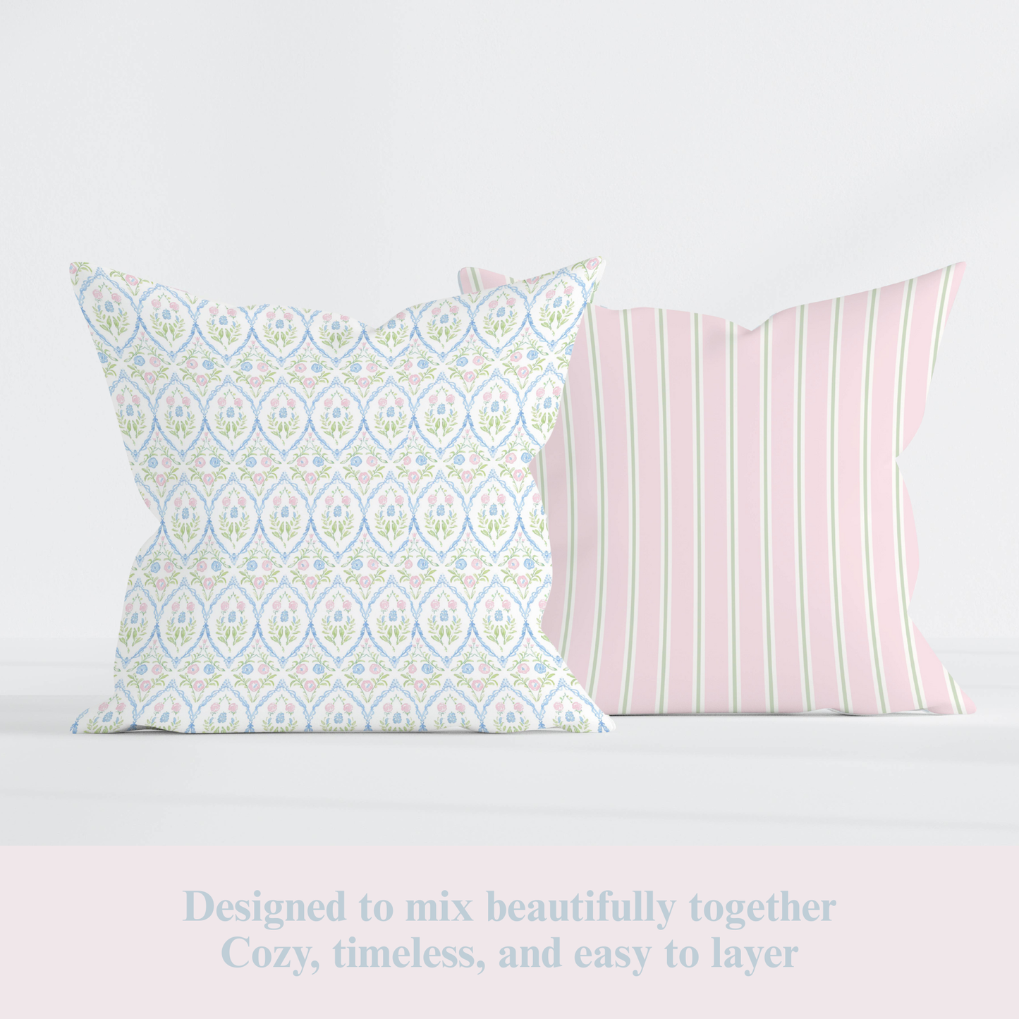 Pastel Floral Pillow Cover – Vintage-Inspired Soft Pattern Cushion