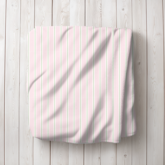 Pink Stripe Cozy Throw Blanket – Soft Cottage & Classic Home Decor