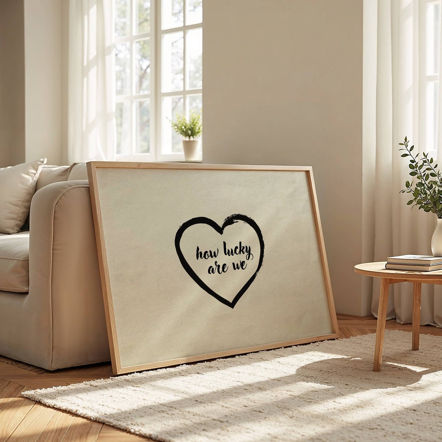 How Lucky Are We Minimal Heart Wall Art Poster