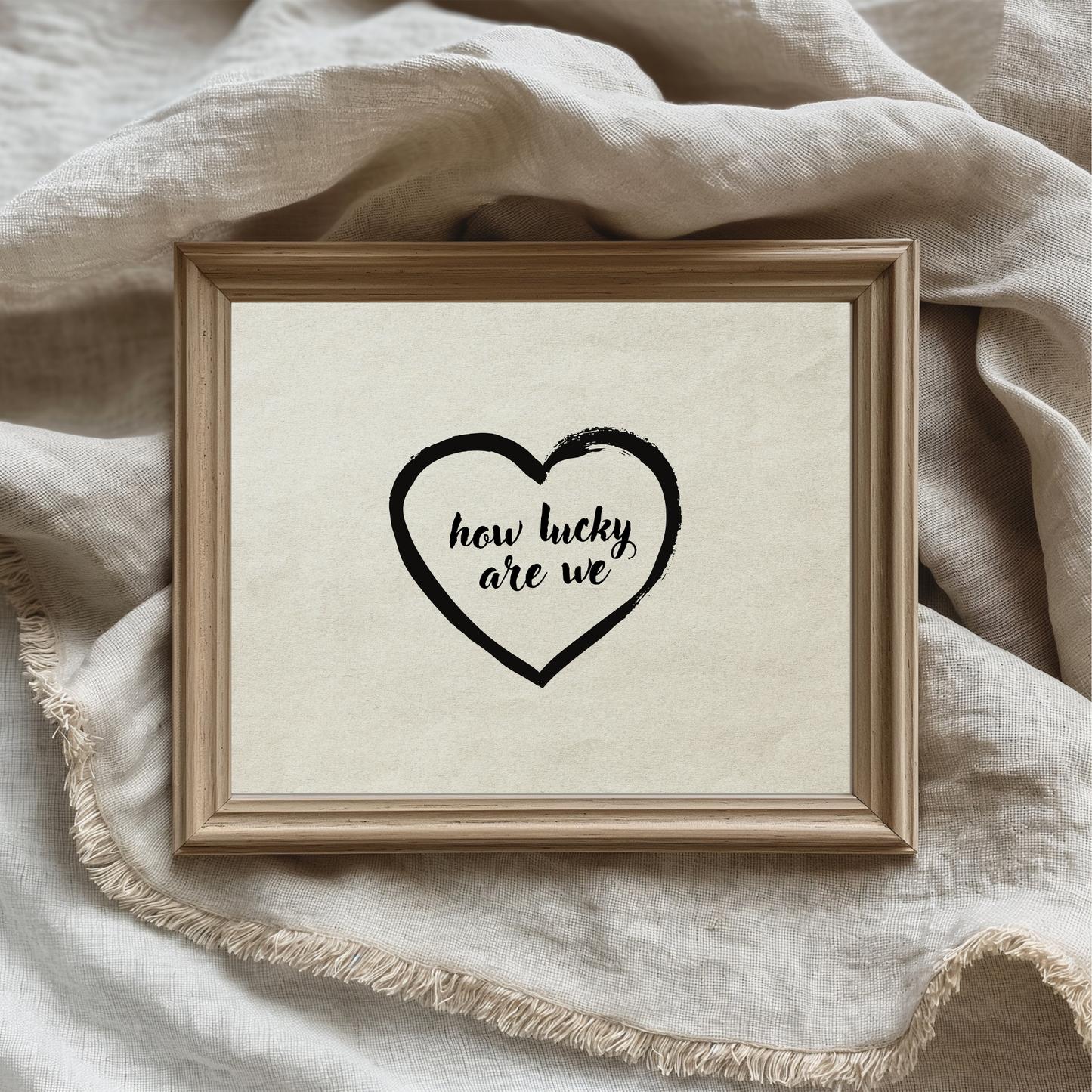 How Lucky Are We Minimal Heart Wall Art Poster