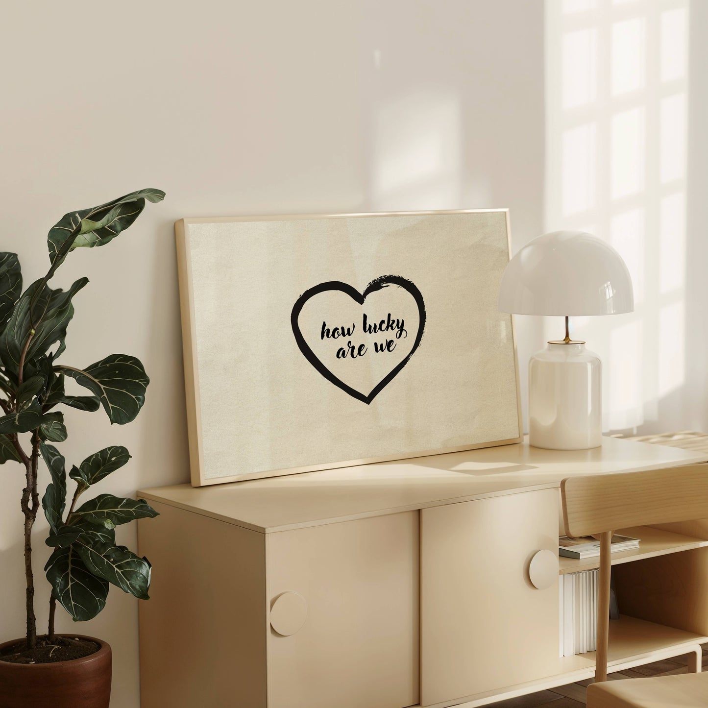 How Lucky Are We Minimal Heart Wall Art Poster