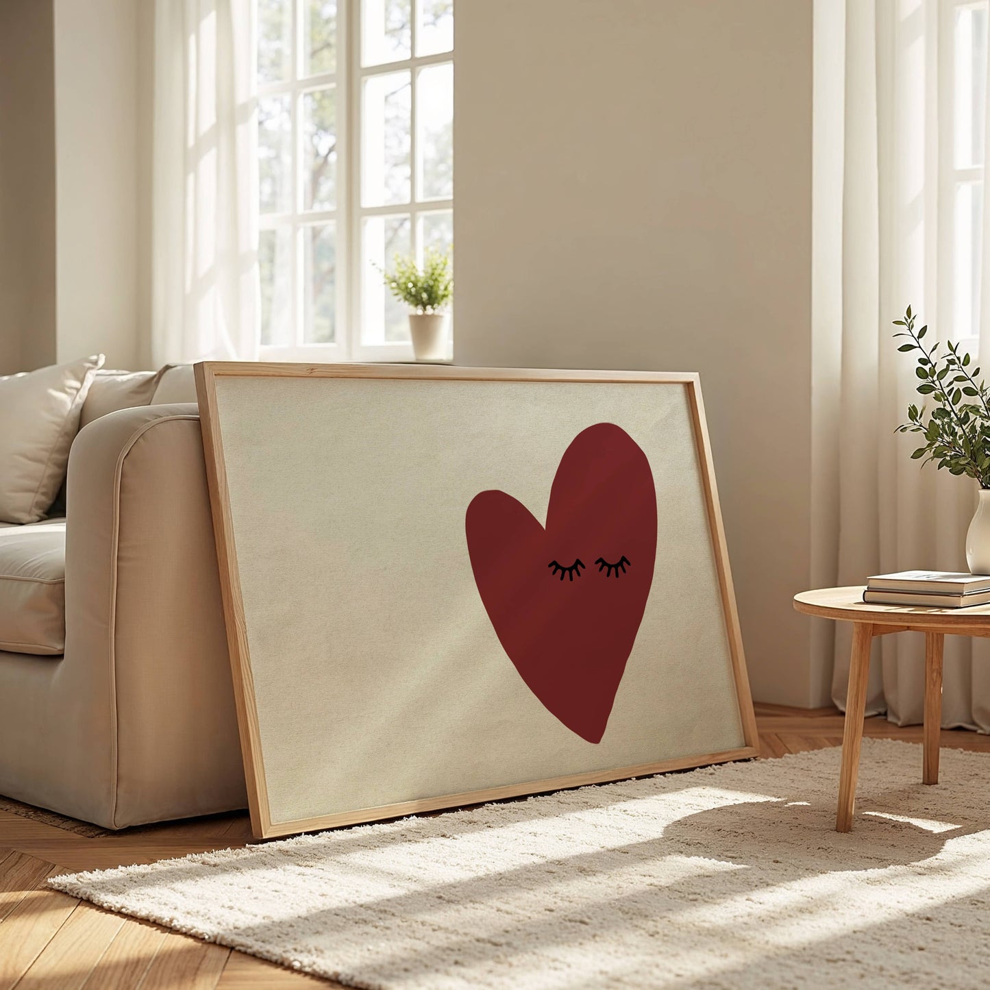 Minimal Red Heart Wall Art Poster