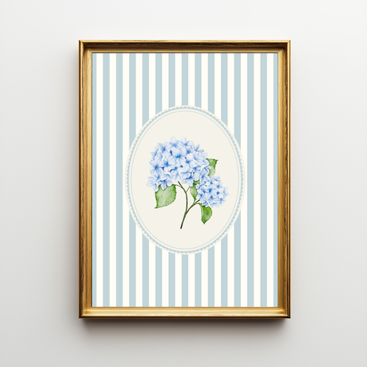 Blue Stripe Hydrangea Art Print