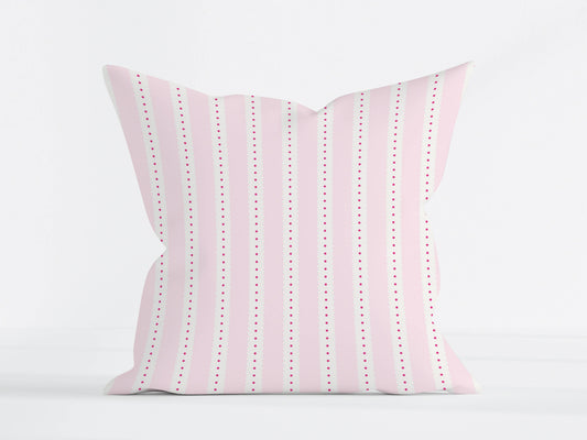 Pink Scalloped Stripe Pillow Cover – Classic Preppy Decorative Cushion