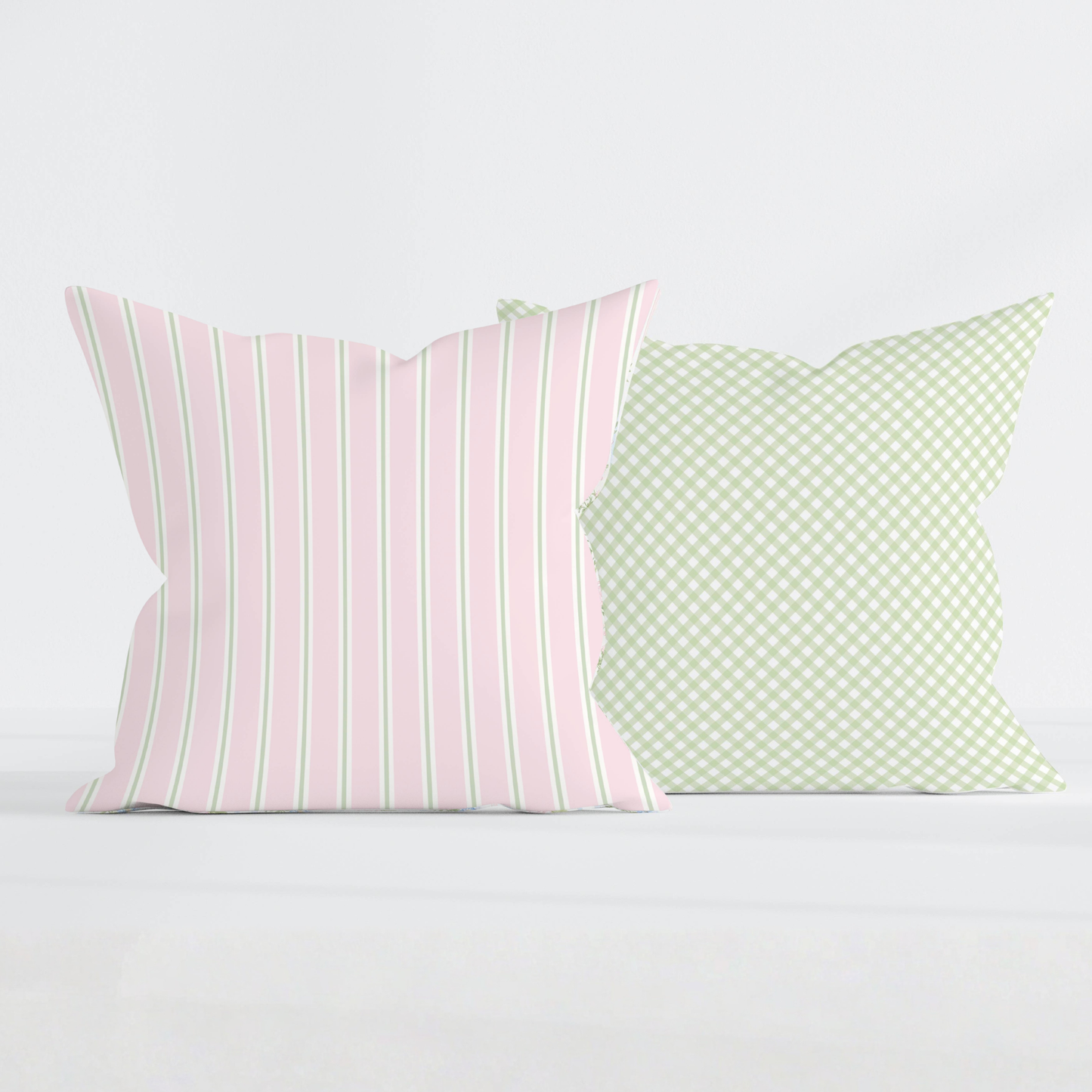 Pink & Sage Stripe Pillow Cover