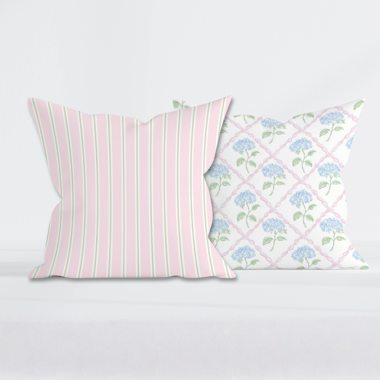 Pink & Sage Stripe Pillow Cover