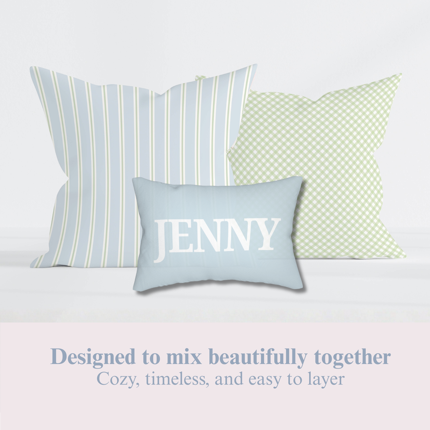 Blue & Sage Stripe Pillow Cover