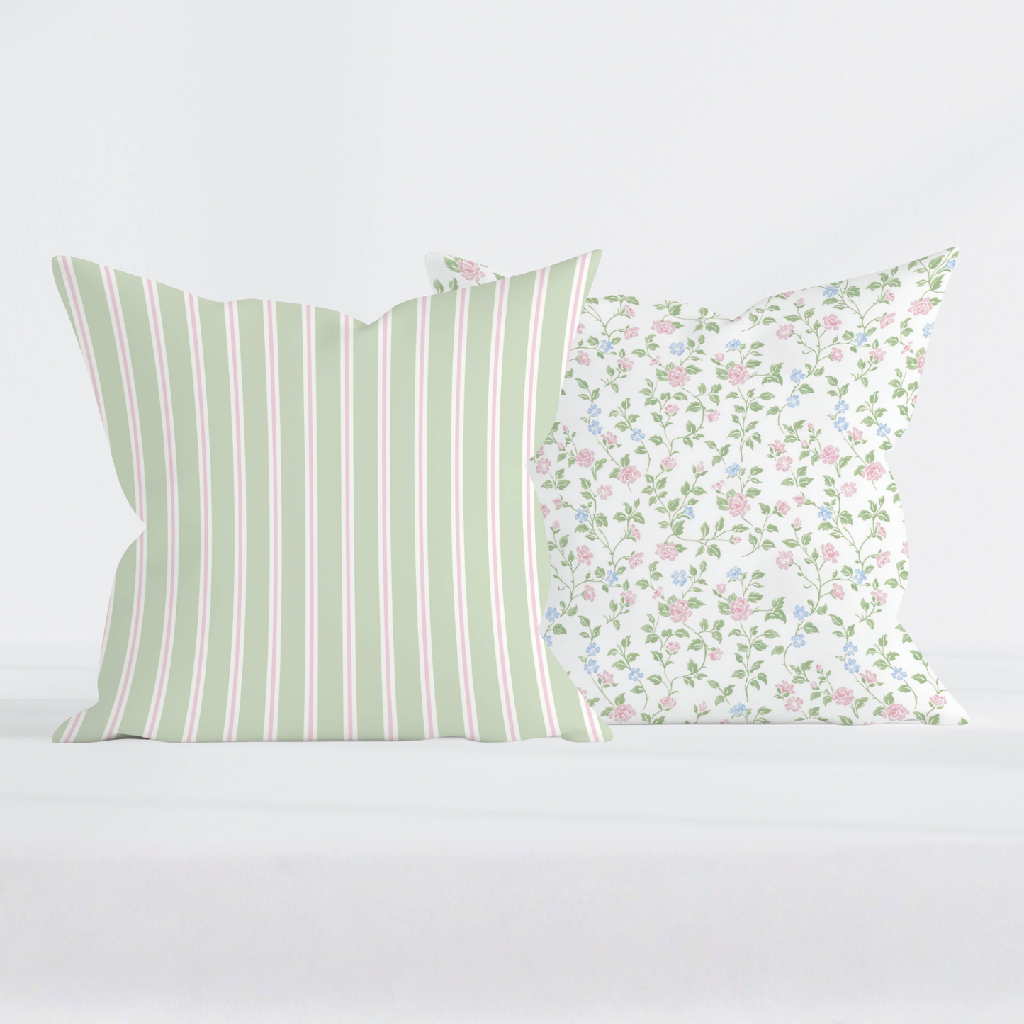 Sage & Pink Stripe Pillowcase
