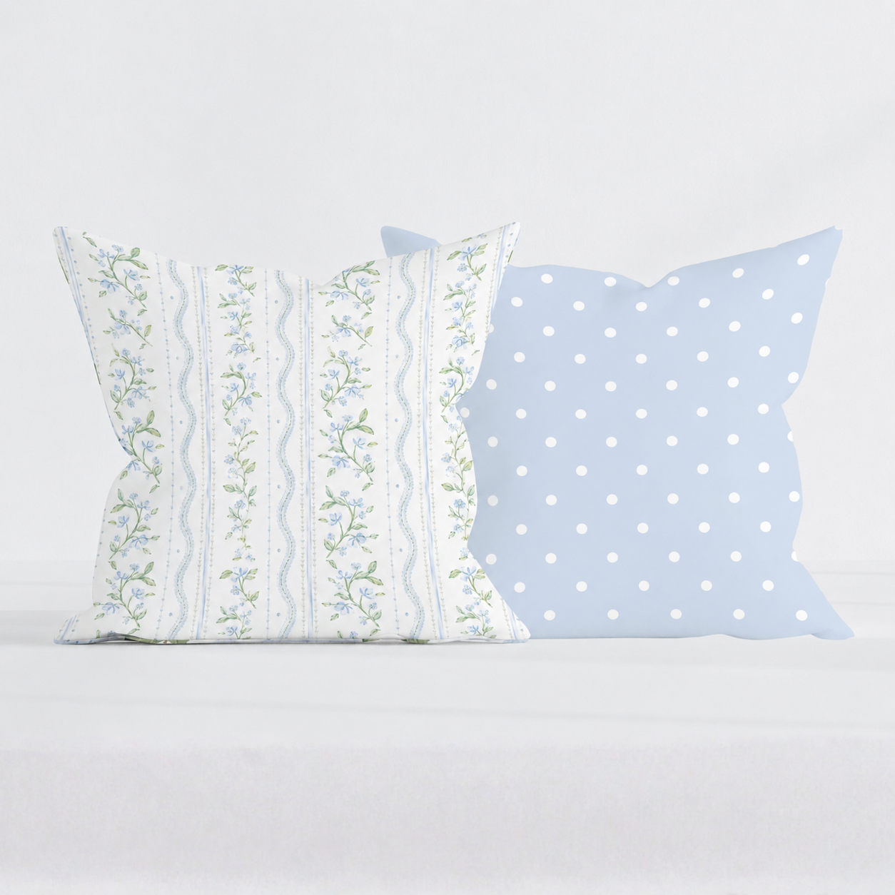 Soft Blue Polka Dot Pillow Cover