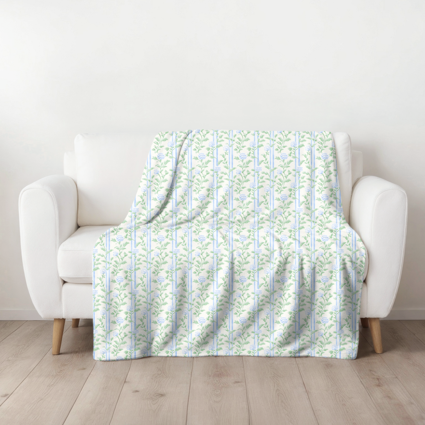 Blue Floral Stripe Blanket