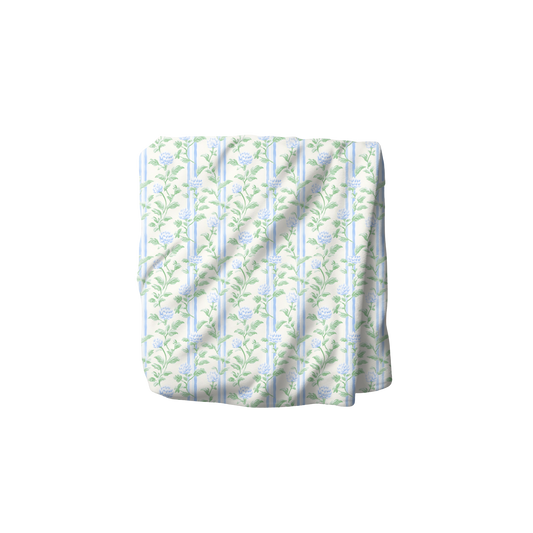 Blue Floral Stripe Blanket