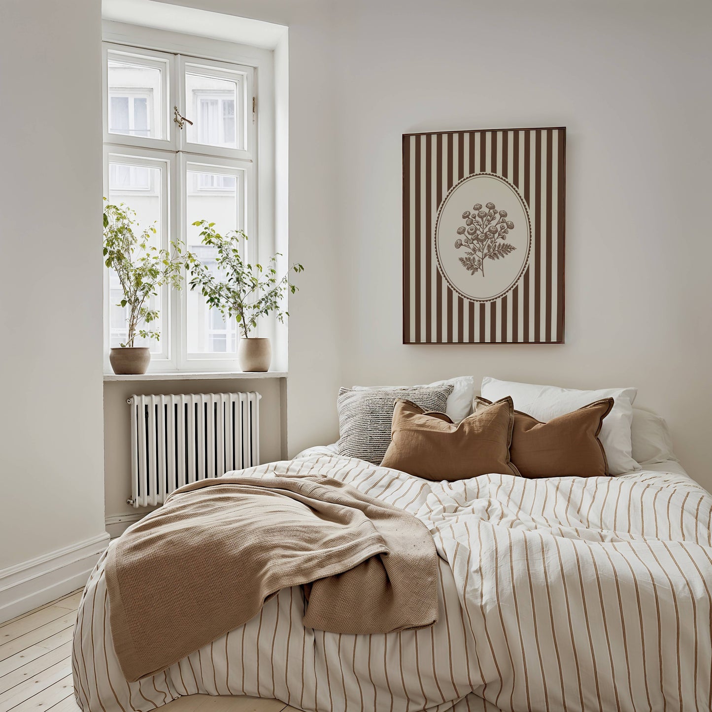 Vintage Botanical Stripe Wall Art Print