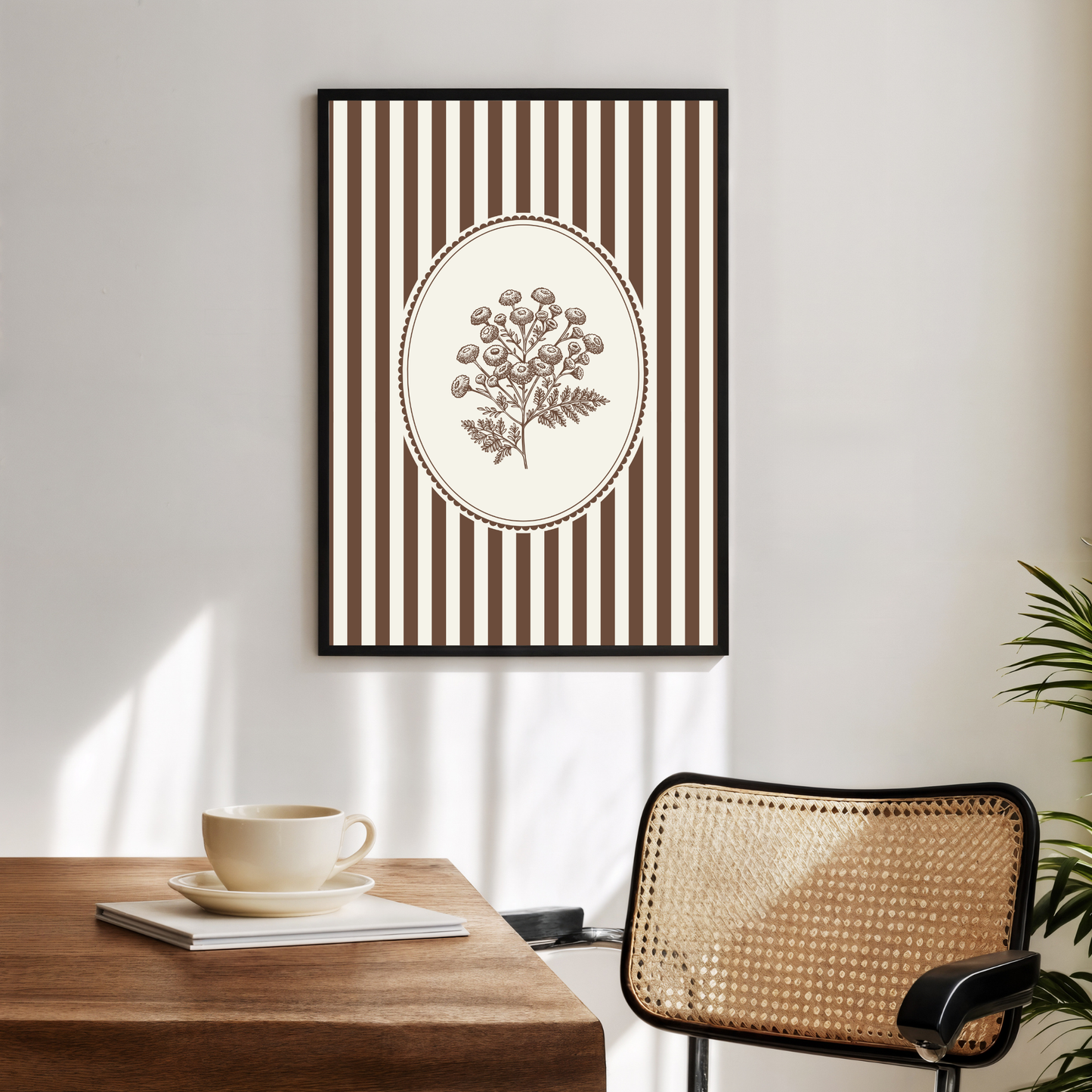 Vintage Botanical Stripe Wall Art Print