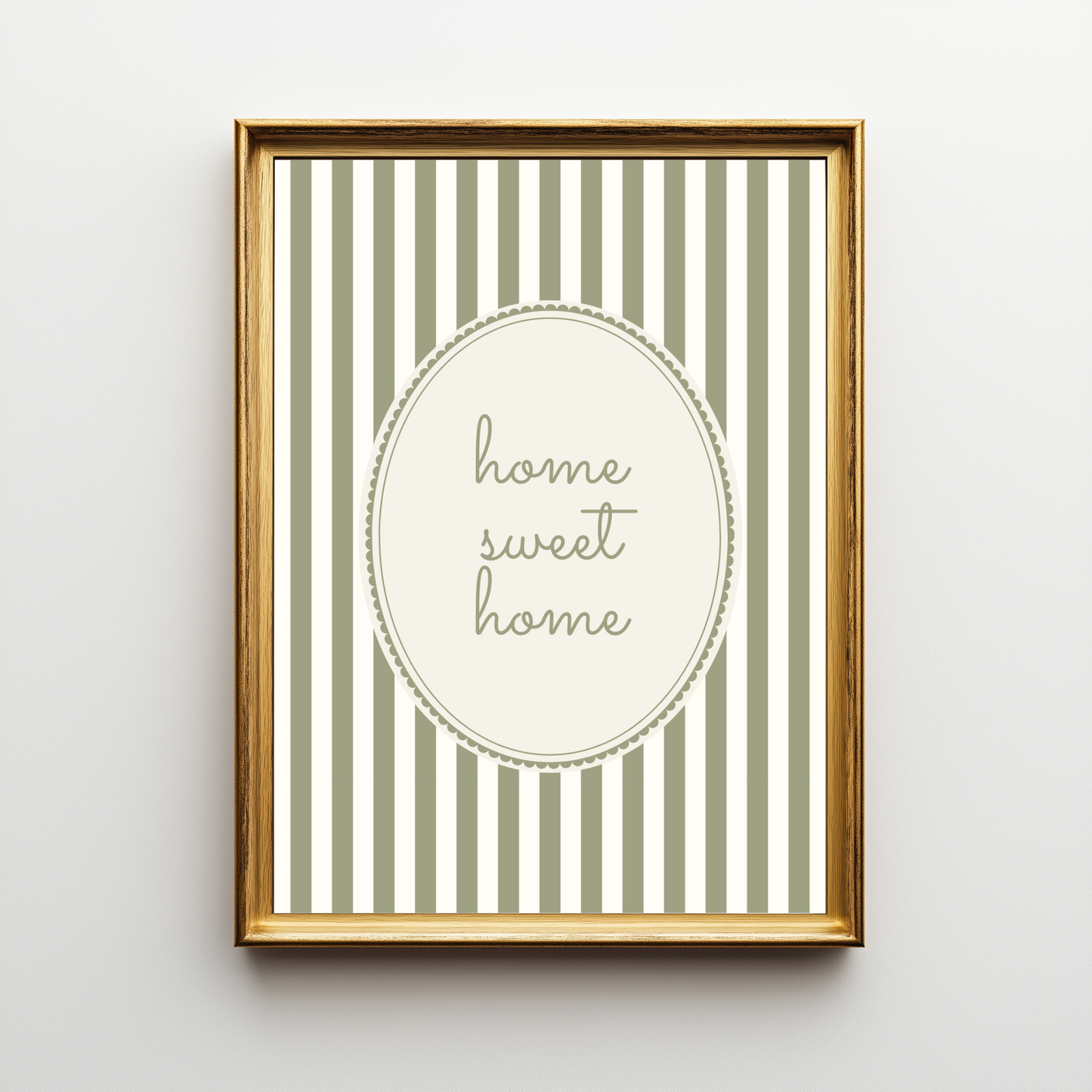 Home Sweet Home Sage Stripe Wall Art Print