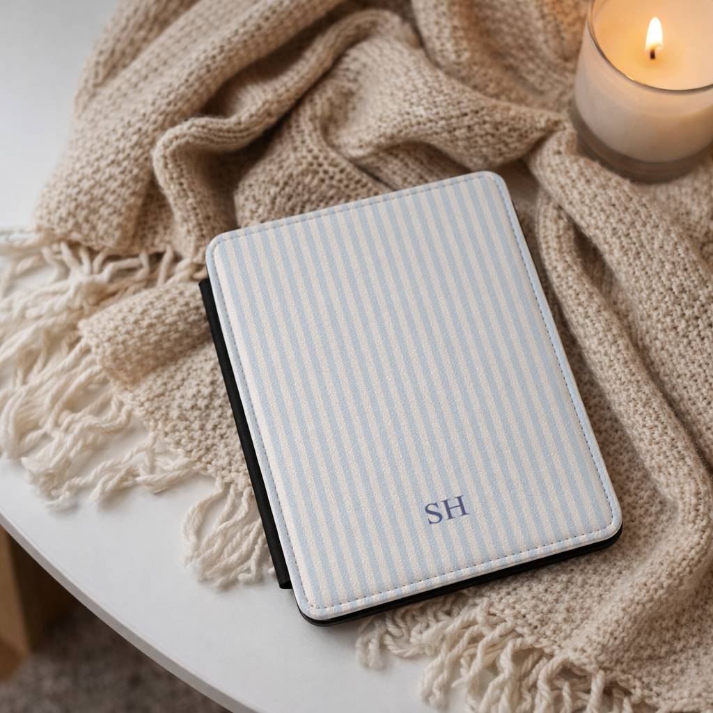Personalized Blue Stripe Kindle Case