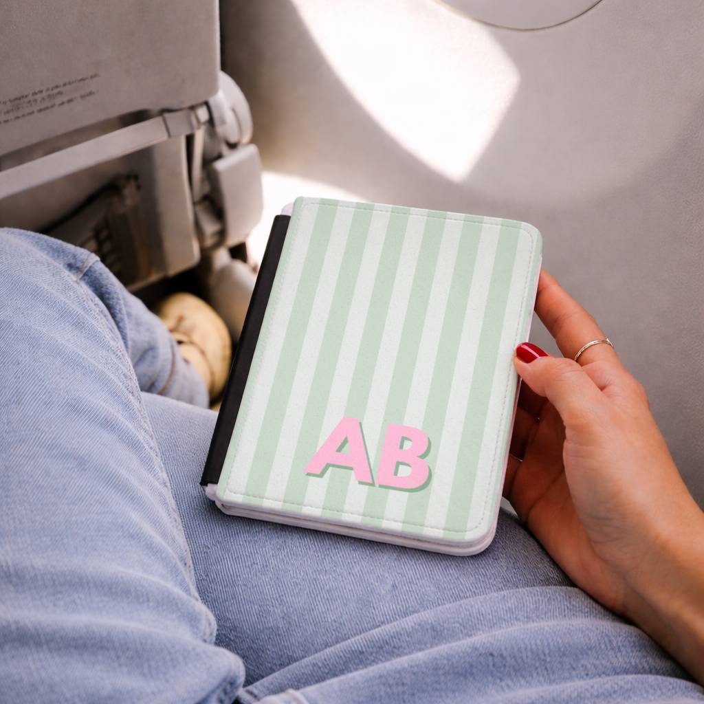Mint Striped Monogram Kindle Case