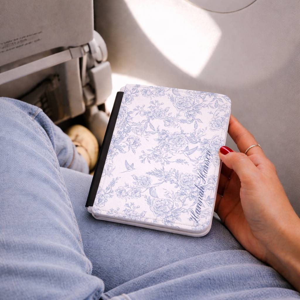 Personalized Blue Floral Toile Kindle Case