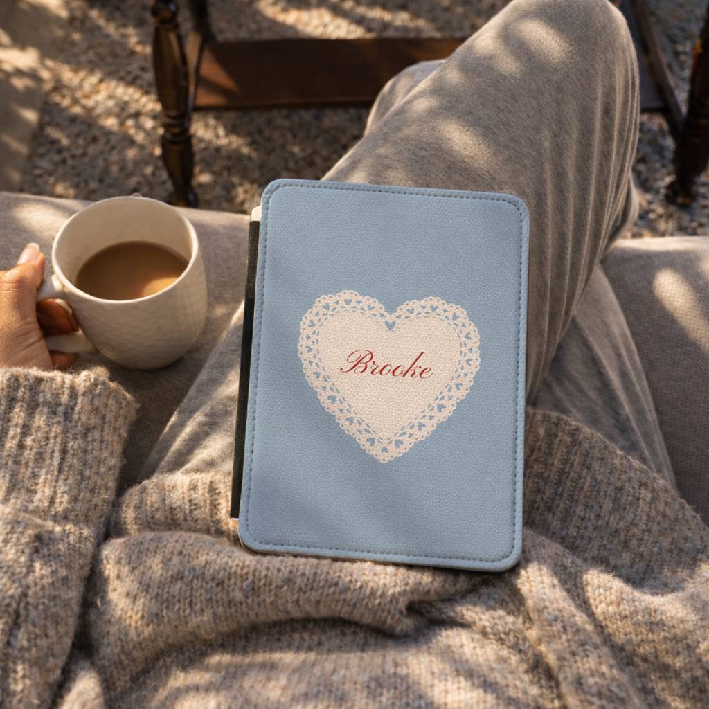 Soft Blue Lace Heart Kindle Case Kindle Case
