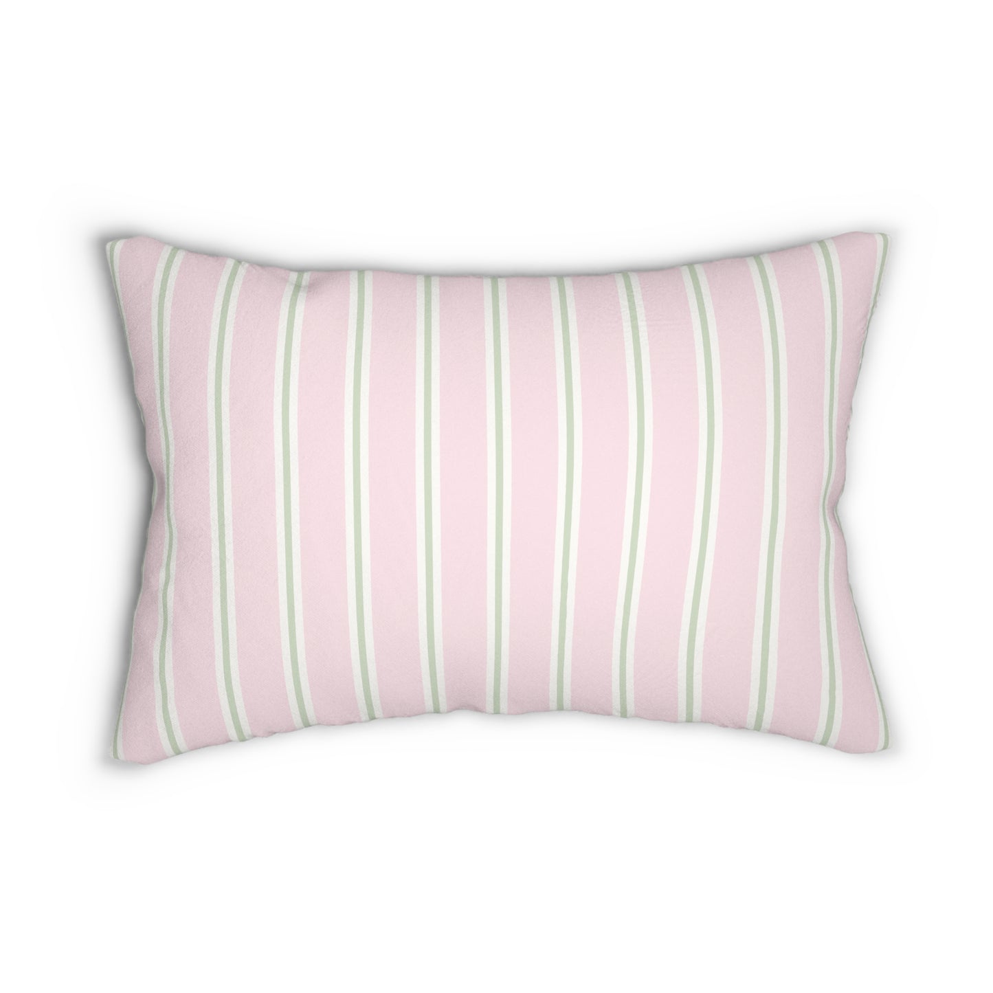 Pink & Sage Stripe Lumbar Pillow