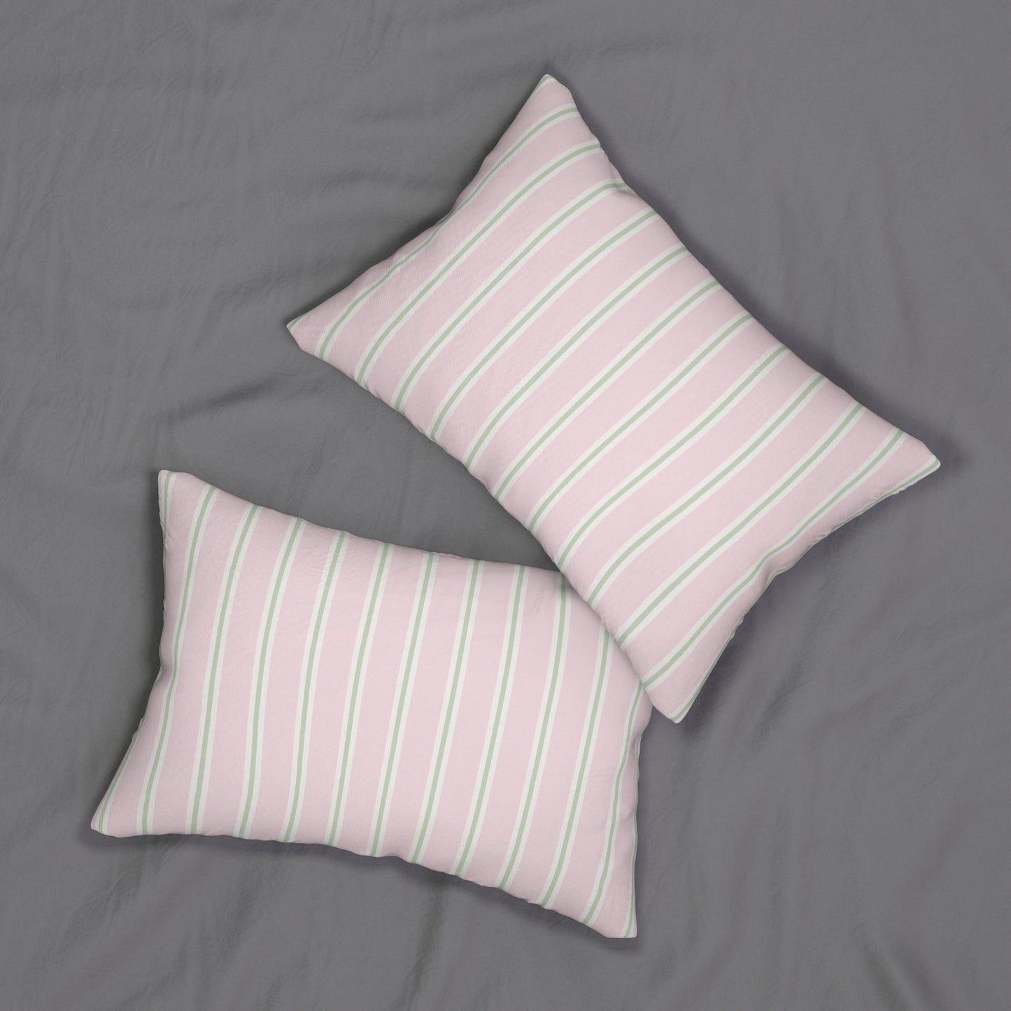 Pink & Sage Stripe Lumbar Pillow