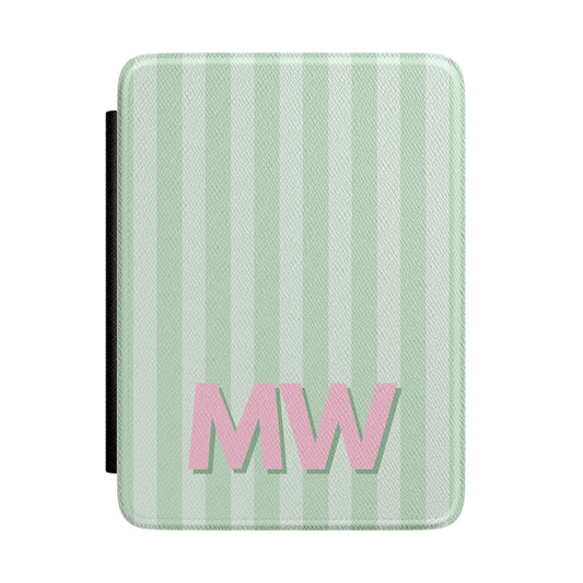 Mint Striped Monogram Kindle Case