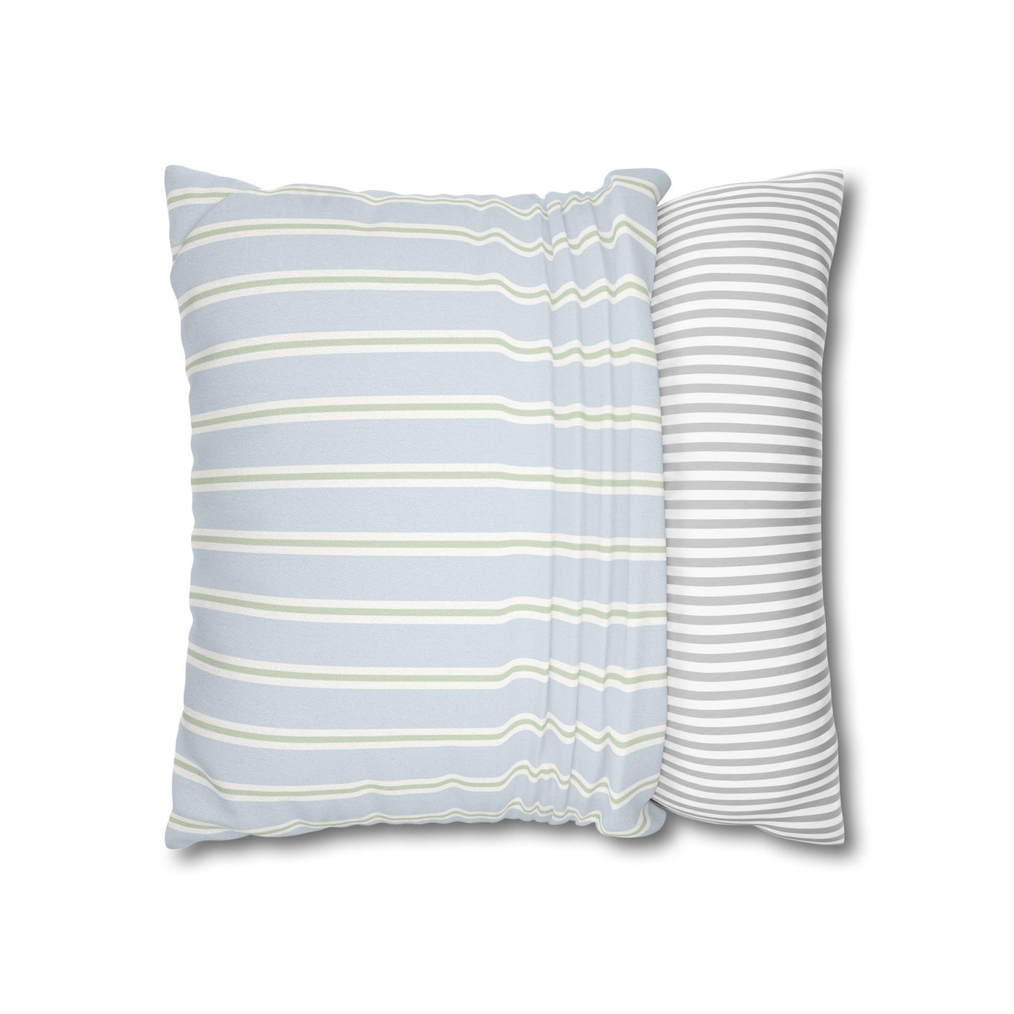 Blue & Sage Stripe Pillow Cover