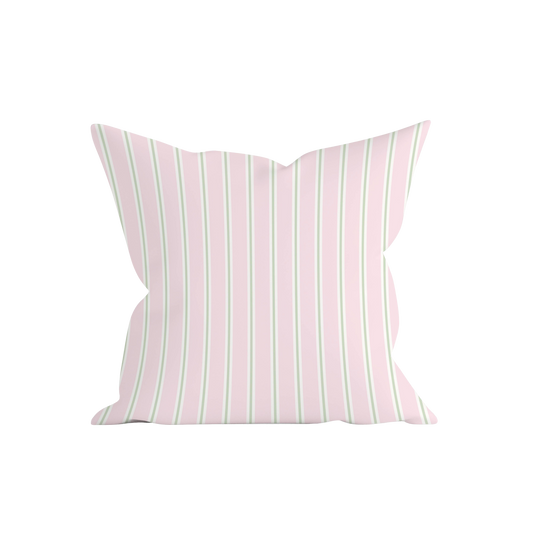 Pink & Sage Stripe Pillow Cover
