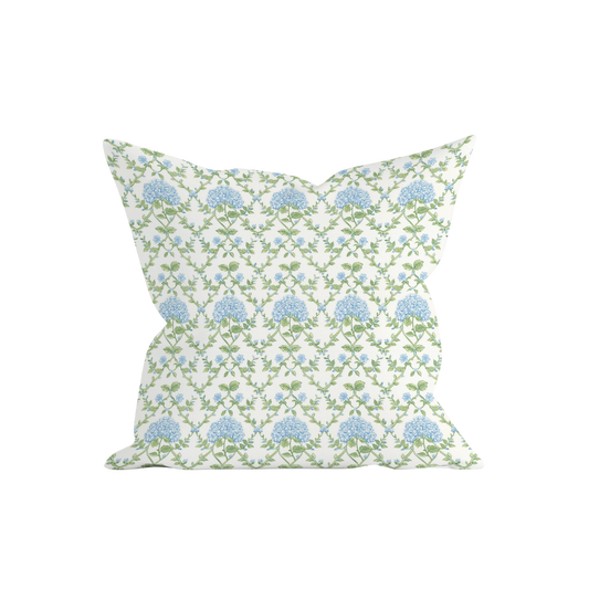 Blue Floral Trellis Pillow Cover