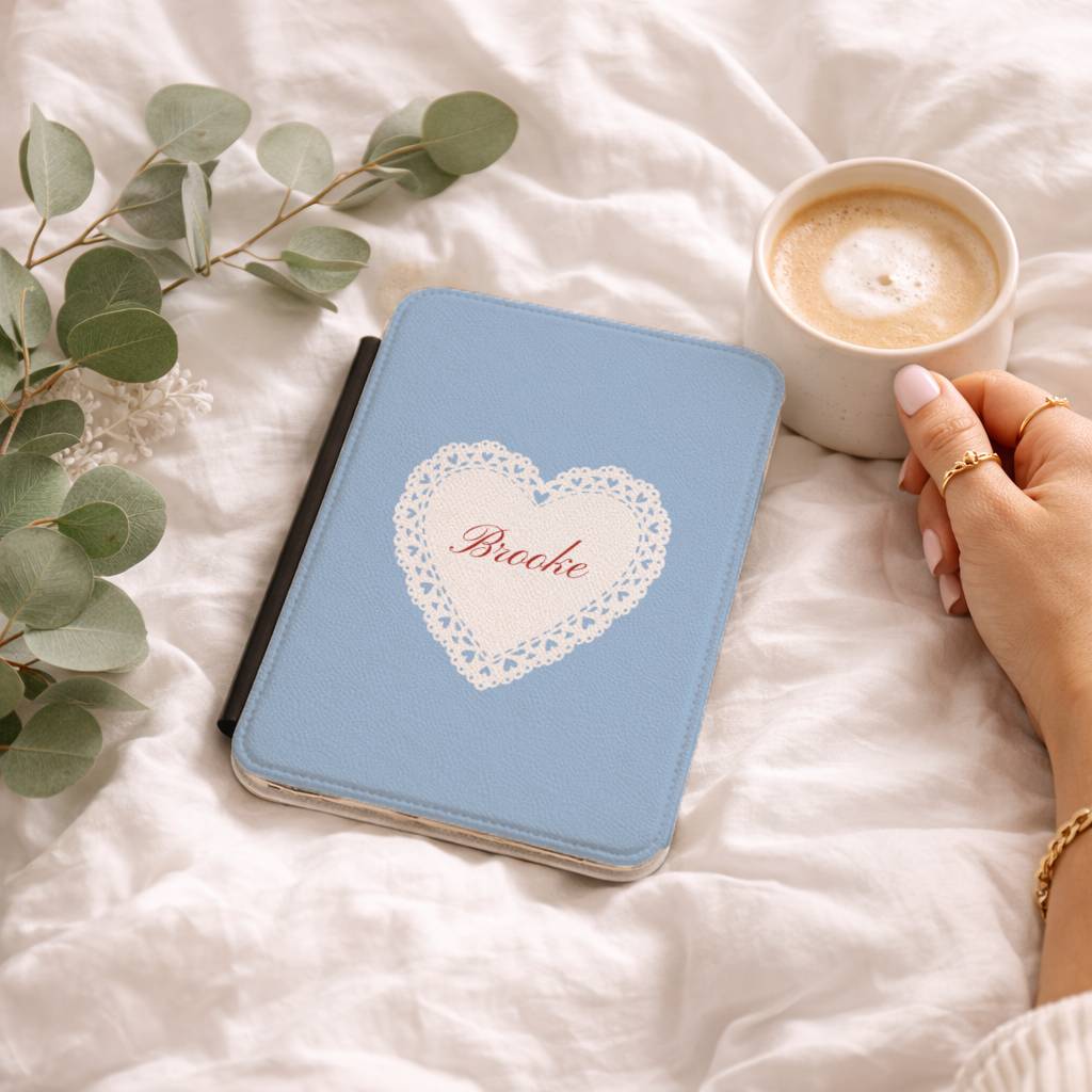 Soft Blue Lace Heart Kindle Case Kindle Case