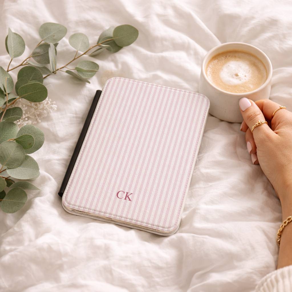 Personalized Pink Stripe Kindle Case