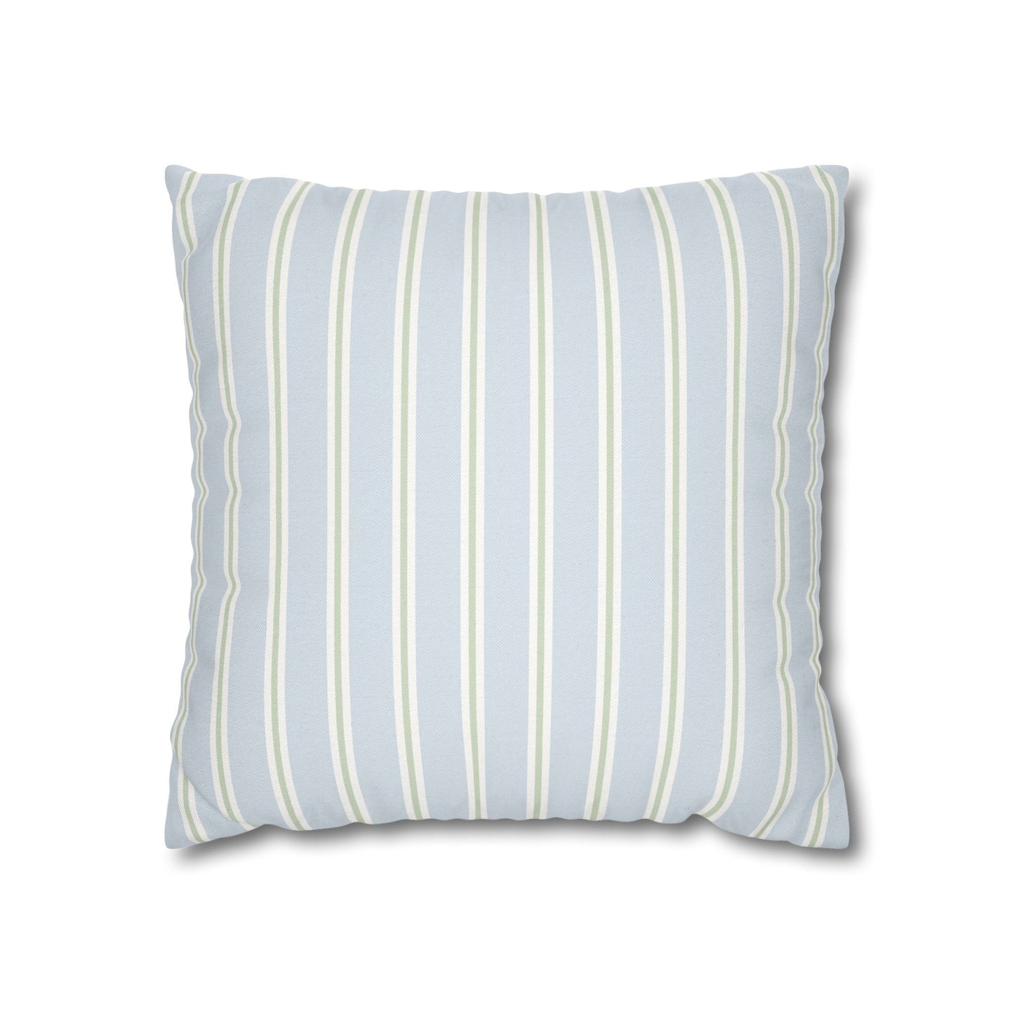Blue & Sage Stripe Pillow Cover – Classic Preppy Decorative Cushion