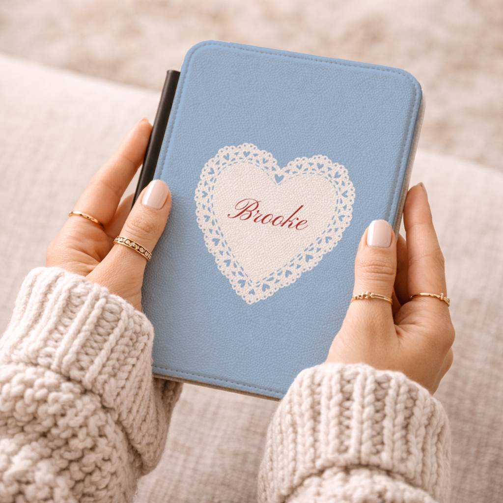 Soft Blue Lace Heart Kindle Case Kindle Case